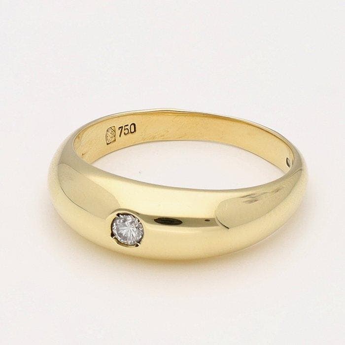 Bague - 18 carats Or jaune Diamant (Naturelle), Handtassen en Accessoires, Ringen