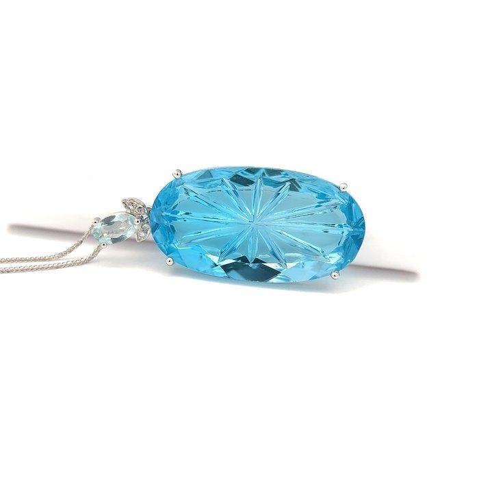 Zonder minimumprijs - Ketting met hanger - 14 karaat Witgoud, Handtassen en Accessoires, Antieke sieraden