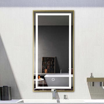 LED spiegel rechthoek met gouden frame - 600x1000mm, Huis en Inrichting, Woonaccessoires | Spiegels, Verzenden, Nieuw