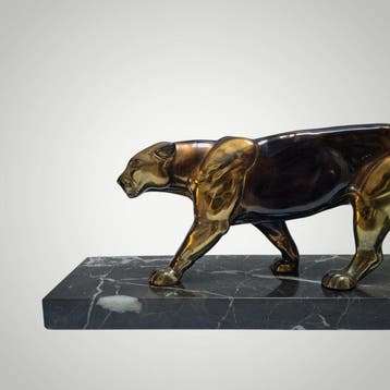Alexandre Ouline - sculptuur, Panthère - 50 cm - metaal,