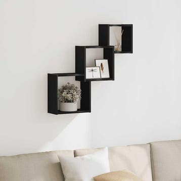 vidaXL Wandplanken kubus 68x15x68cm bewerkt hout zwart, Verzenden