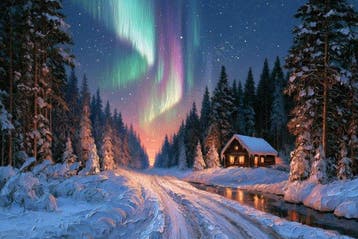 Iconica - Northern Lights over the Cabin - unique 1/1 XXL