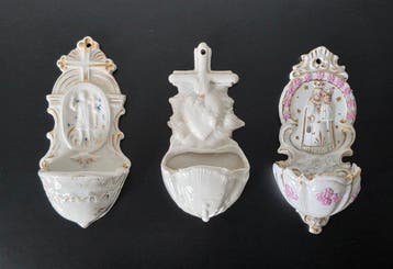 Wijwatervat (3) - 3 Stuks - 1880/1930 - Antiek Religieus
