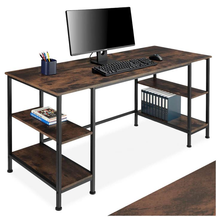 Bureau Stoke 137x55x75cm - Industrieel hout donker, rustiek, Maison & Meubles, Bureaux, Envoi