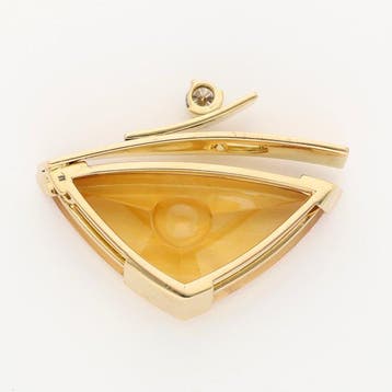 Hanger - 18 karaat Geel goud Citrien - Diamant