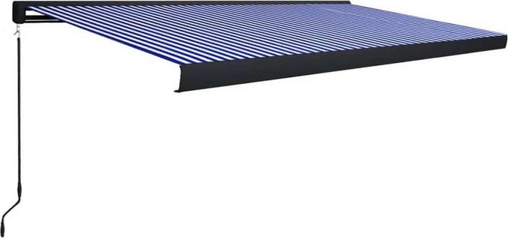 vidaXL Luifel met handmatige bediening 500x300cm blauw en, Caravans en Kamperen, Kampeeraccessoires, Verzenden