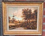 Jan van der Beek (XX) - Landschap met molen, Antiek en Kunst