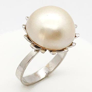 Ring - 18 karaat Witgoud - 8.00ct. tw. Parel - Mabe, Nieuw