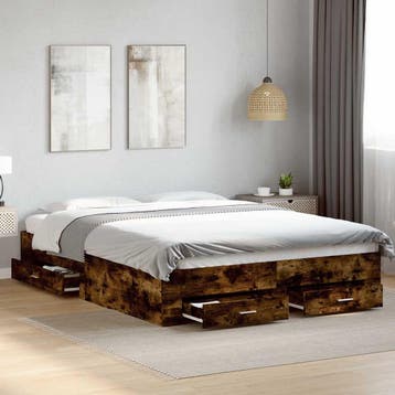 vidaXL Bedframe met lades bewerkt hout gerookt eikenkleurig, Huis en Inrichting, Verzenden, Nieuw