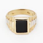 Ring - 18 karaat Geel goud - Onyx, Nieuw