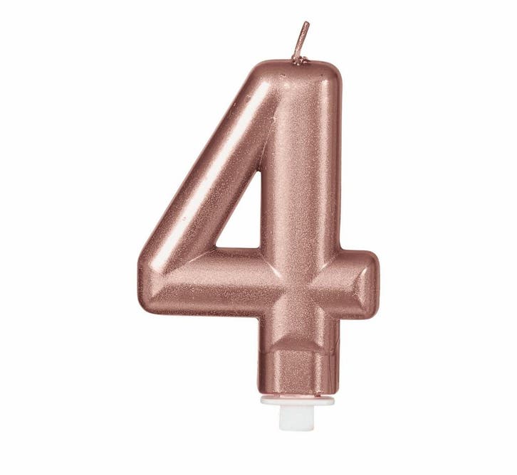 Rose Gouden Kaars 4 Jaar 8cm, Hobby en Vrije tijd, Feestartikelen, Nieuw, Verzenden