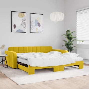 vidaXL Slaapbank onderschuifbed en matrassen 100x200 cm, Verzenden