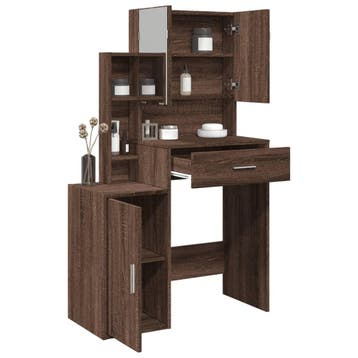 vidaXL Kaptafel met kastje 80x35x132 cm bruin eikenkleur, Verzenden, Nieuw