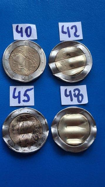 Europa. 2 Euro 2000/2013 (4 coins with cancellation marks)