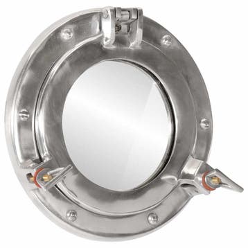 vidaXL Wandspiegel patrijspoort Ø23 cm aluminium en glas, Verzenden