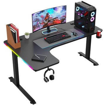 Avalo Gaming Bureau -160x100x75CM -Met LED Verlichting-Zwart, Verzenden, Nieuw