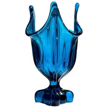 Dodo Vintage Viking Glass Epic Four Square Vase Modell 1475, Huis en Inrichting, Verzenden, Gebruikt, Blauw, Glas