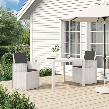 vidaXL Tuin Eettafel Set 3 st Wit en antracietkleurig PP, Verzenden, Nieuw