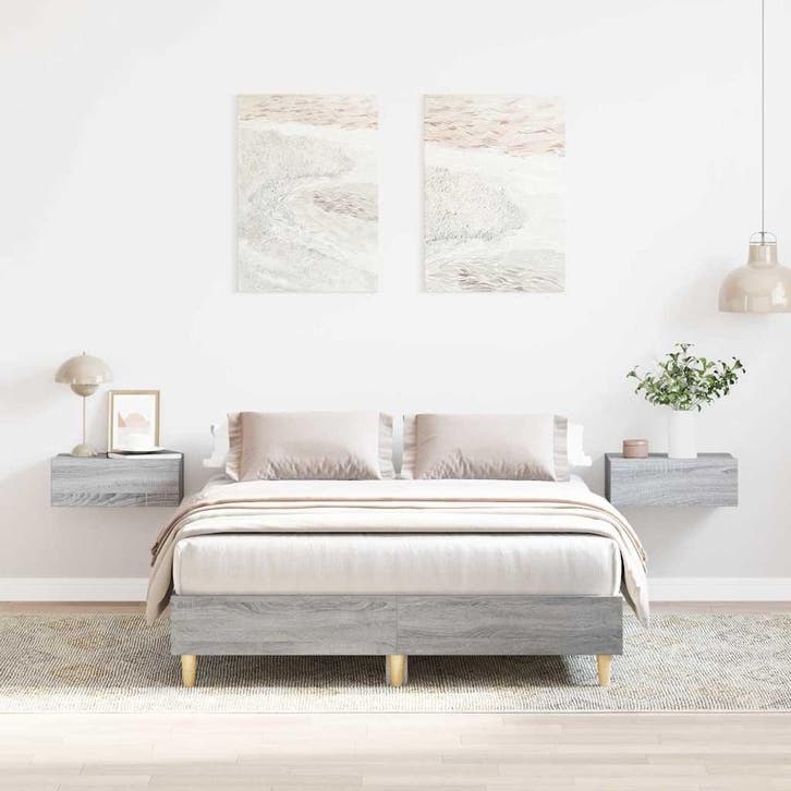vidaXL Bedframe zonder matras 140x190 cm spaanplaat grijs, Huis en Inrichting, Slaapkamer | Bedden, Nieuw, Verzenden