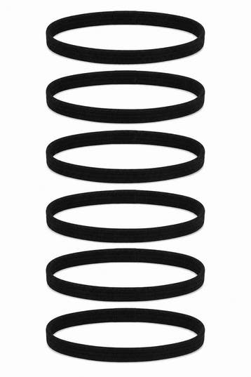 Haarband Sport 1cm - Elastiek Smal - Zwart - Set van 6, Nieuw