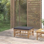 vidaXL Tuinvoetenbank met kussen bamboe donkergrijs, Tuin en Terras, Verzenden, Nieuw