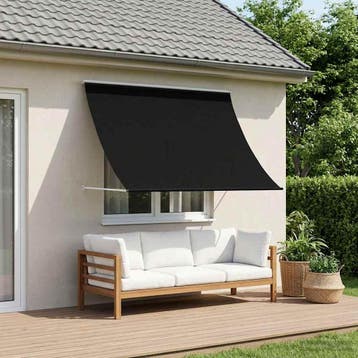 vidaXL Zonnescherm Zwart 400 x 150 cm, Tuin en Terras, Zonneschermen, Verzenden, Nieuw