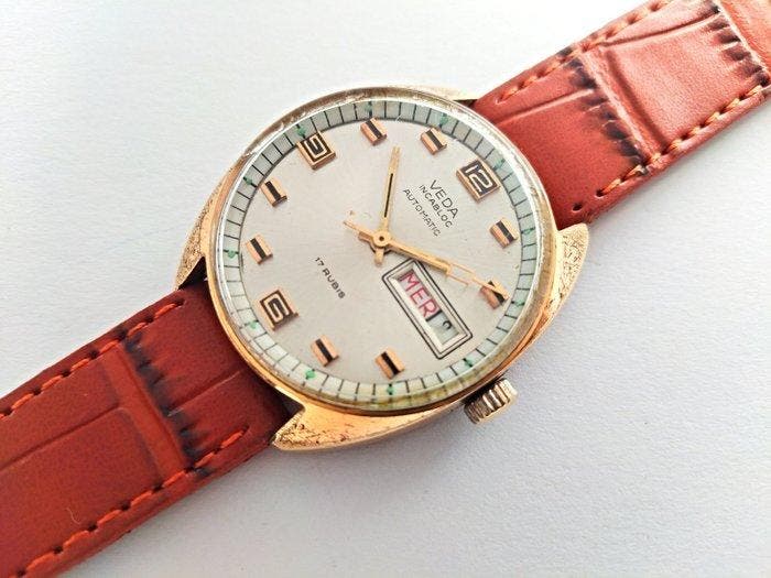 Veda - Swiss mens automatic gold plated - Zonder, Bijoux, Sacs & Beauté, Montres | Hommes