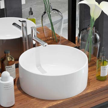vidaXL Wastafel rond wit 40x15 cm keramiek, Doe-het-zelf en Bouw, Sanitair, Verzenden, Nieuw