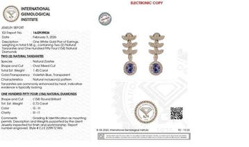 Oorbellen - 14 karaat Witgoud - 2.18ct. tw. Tanzaniet -
