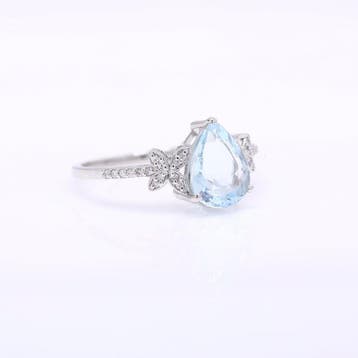 Zonder minimumprijs - Ring Platina - 1.82ct. tw. Aquamarijn, Handtassen en Accessoires, Nieuw