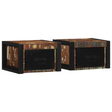 vidaXL Nachtkastjes 2st 40x35x25cm massief gerecycled hout, Huis en Inrichting, Verzenden, Nieuw