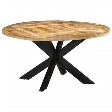vidaXL Eettafel Ø150x76 cm massief ruw mangohout, Huis en Inrichting, Verzenden, Nieuw