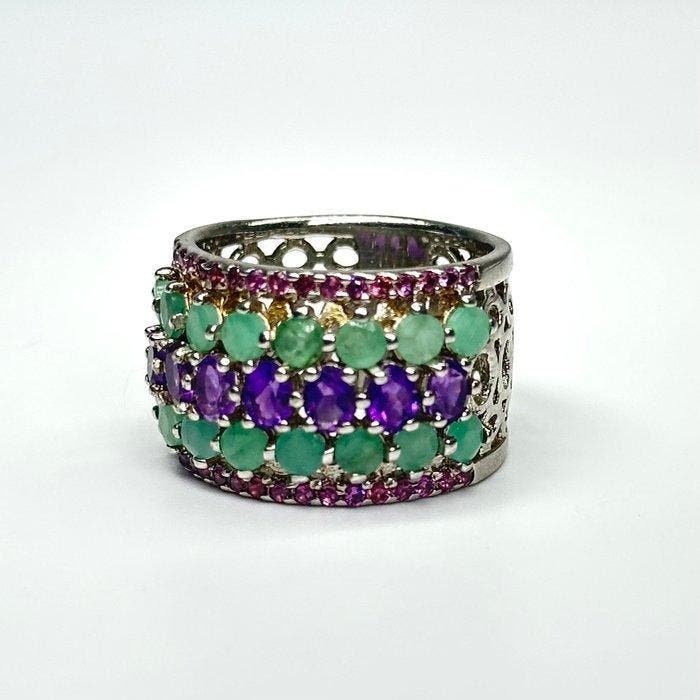 Zonder minimumprijs - Ring 925 zilver met natuurlijke, Handtassen en Accessoires, Ringen