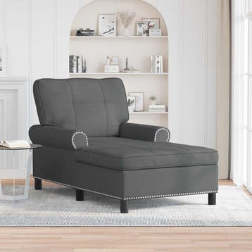vidaXL Chaise Lounge Donkergrijs Stof 91 x 157 x 91 cm, Verzenden