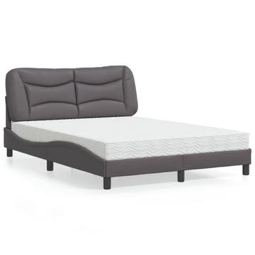 vidaXL Bed met matras Hvar kunstleer grijs 140x200 cm, Verzenden, Nieuw