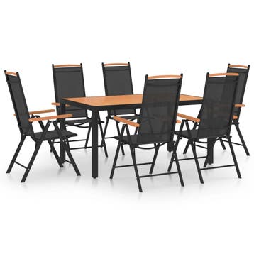 vidaXL 7-delige Tuinset aluminium zwart, Verzenden, Tuinset