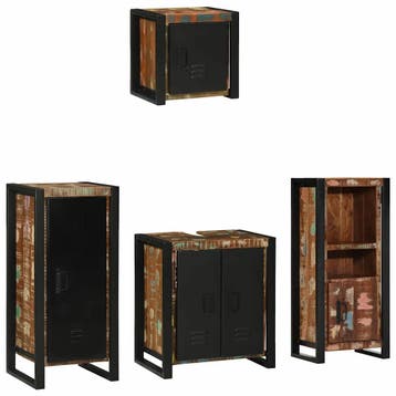 vidaXL Badkamermeubel Set met lade 4 pcs Massief, Verzenden, Nieuw