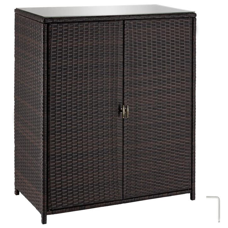 tectake Rotan tuinkast Monza, aluminium frame, 4 vakken - br, Tuin en Terras, Tuinhuizen, Verzenden