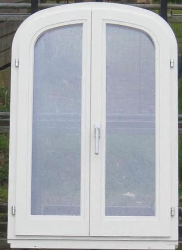 padoek houten boograam , raam , chassis 83 x 122 wit, 75 tot 150 cm, Raamkozijn, Ophalen of Verzenden, Zo goed als nieuw