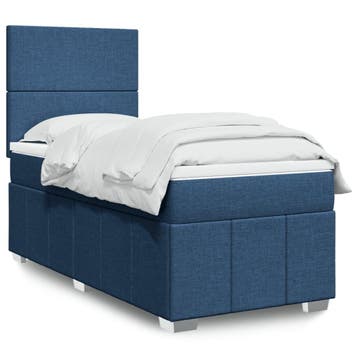 vidaXL Boxspring met matras stof blauw 90x200 cm, Verzenden, Nieuw