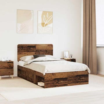 vidaXL Bedframe met hoofdeinde Oudhout 120 x 200 cm Massief, Huis en Inrichting, Slaapkamer | Bedden, Verzenden, Nieuw