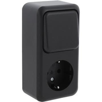 Q-LINK wandcontactdoos mat zwart met wisselschakelaar, Verzenden, Nieuw