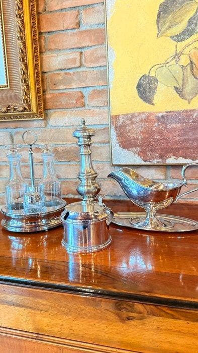 Guido Galbiati - Service de table (4) - Argent 800 - Set de, Antiquités & Art, Antiquités | Argent & Or