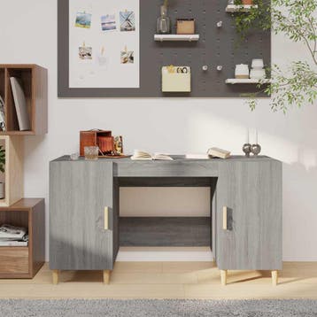 vidaXL Bureau 140x50x75 cm bewerkt hout grijs sonoma, Verzenden