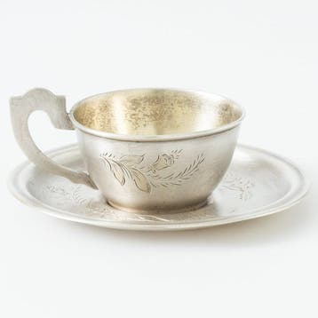 Sovjet ca. 1920 - Tasse et soucoupe (2) - Argent 875 (84