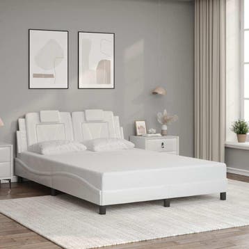vidaXL Bedframe Viana zonder matras kunstleer wit 140x200, Verzenden