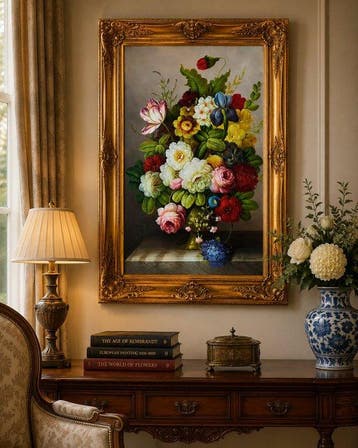 M. Gibson (XX) - Large Floral Still Life in Classical Vase