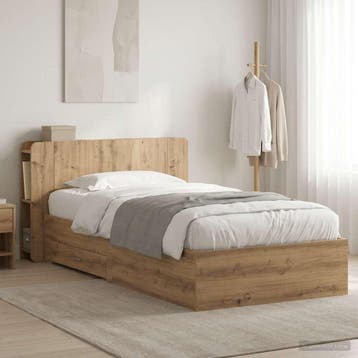 vidaXL Bedombouw met opslag Artisanaal eiken 80 x 200 cm, Verzenden, Nieuw