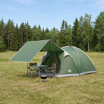 vidaXL Huisje Tent 4-persoons Groen Polyester en Staal, Verzenden