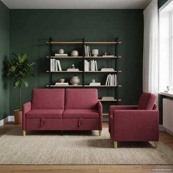 vidaXL Sofa Set Met Opslag 2 pcs Wijnrood Polyester, Verzenden, Nieuw